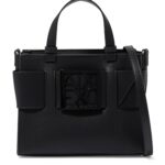Armani Exchange AX Plaque Big Tote Bag in Nero Black