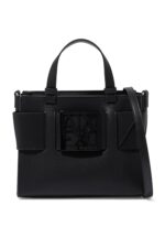 Armani Exchange AX Plaque Big Tote Bag in Nero Black