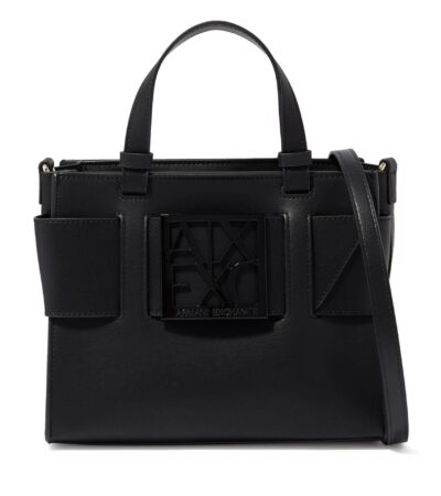 Armani Exchange AX Plaque Big Tote Bag in Nero Black