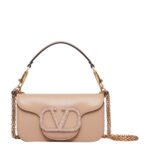 Valentino Loco Crystal Shoulder Bag Beige with Crystal VLogo