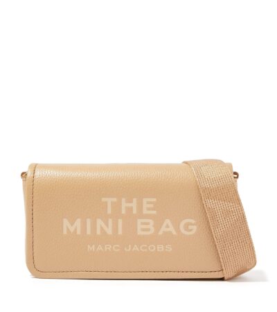 Marc Jacobs Mini Crossbody Bag Beige Leather with Logo