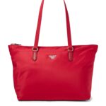 Emporio Armani Recycled Nylon Shopper Bag Red with Eagle Plaque