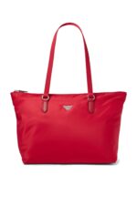 Emporio Armani Recycled Nylon Shopper Bag Red with Eagle Plaque