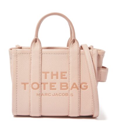 Marc Jacobs Leather Small Tote Bag Light Pink with Logo