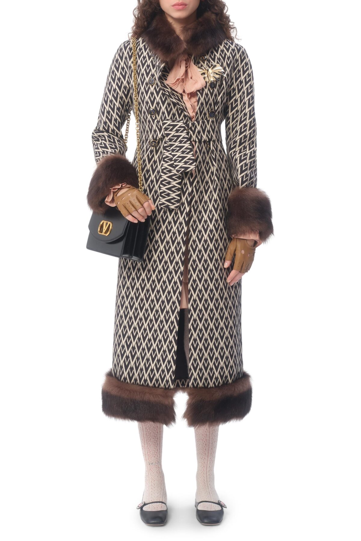 Black Valentino Garavani Vain Shoulder Bag with VLogo Chain Strap