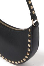 Black Valentino Rockstud Mini Bag in Calfskin Leather with Signature Studs