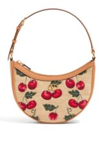 Valentino VLogo Mini Hobo Bag Raffia Cherryfic Multi Colour