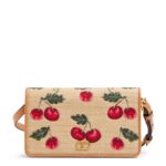Valentino VLogo Mini Shoulder Bag Raffia Cherryfic Multi Colour