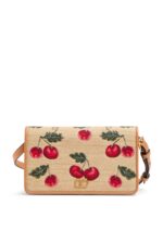 Valentino VLogo Mini Shoulder Bag Raffia Cherryfic Multi Colour