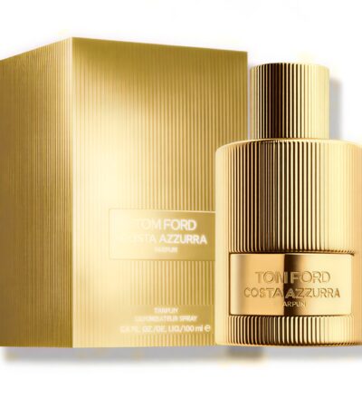 Tom Ford Costa Azzurra Parfum 100 mL gold bottle showing luxury unisex packaging