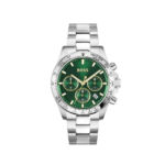 Hugo Boss Men's Hero Watch with green dial and stainless steel bracelet