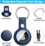 Deep Blue AirTag FineWoven Key Ring with stainless steel ring and microtwill fabric