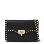 Black Valentino Rockstud Leather Crossbody Bag with Pyramid Studs