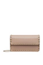 Valentino Rockstud Chain Pouch Pink Calfskin Leather Shoulder Bag