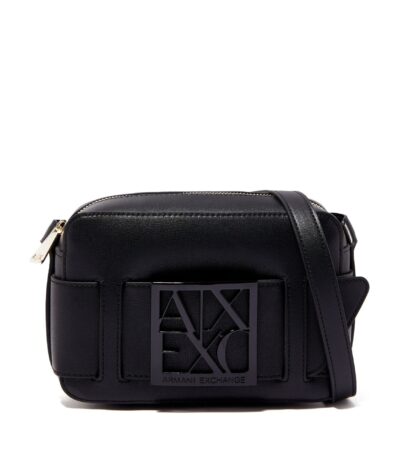 Armani Exchange black logo plaque crossbody bag for women