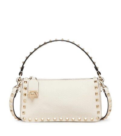 Valentino Rockstud Small Shoulder Bag Neutral Calfskin Leather Designer Bag