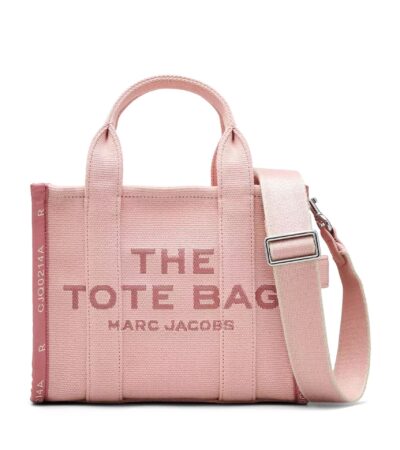 Light pink Marc Jacobs small jacquard tote bag with woven logo design