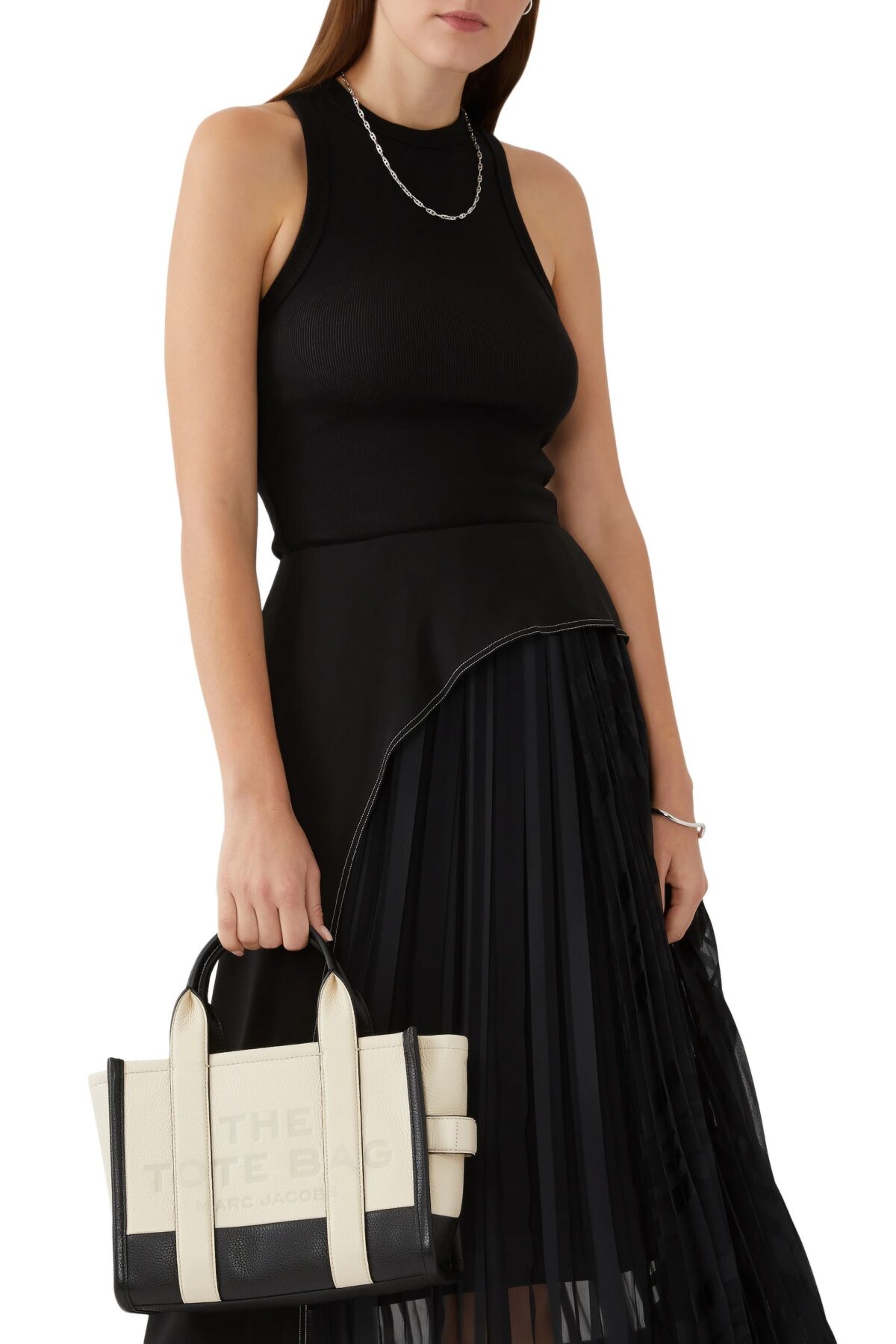 Marc Jacobs Small Tote Bag Off White Leather with Logo