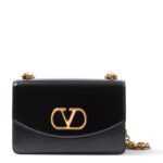 Black Valentino Garavani Vain Shoulder Bag with VLogo Chain Strap