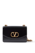 Black Valentino Garavani Vain Shoulder Bag with VLogo Chain Strap