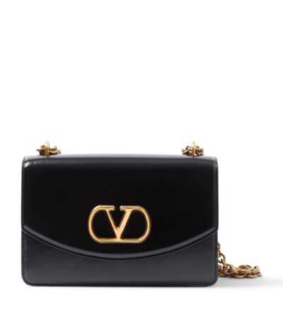 Black Valentino Garavani Vain Shoulder Bag with VLogo Chain Strap