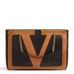 Brown Valentino Viva Superstar Medium Shopping Bag with VLogo Signature