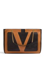 Brown Valentino Viva Superstar Medium Shopping Bag with VLogo Signature