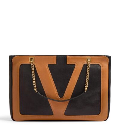 Brown Valentino Viva Superstar Medium Shopping Bag with VLogo Signature