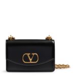 Black Valentino Garavani Small Vain Shoulder Bag with Signature Design