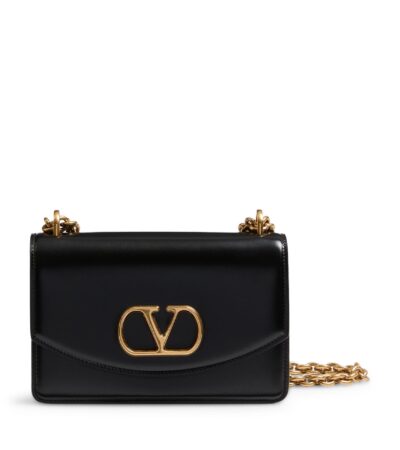 Black Valentino Garavani Small Vain Shoulder Bag with Signature Design