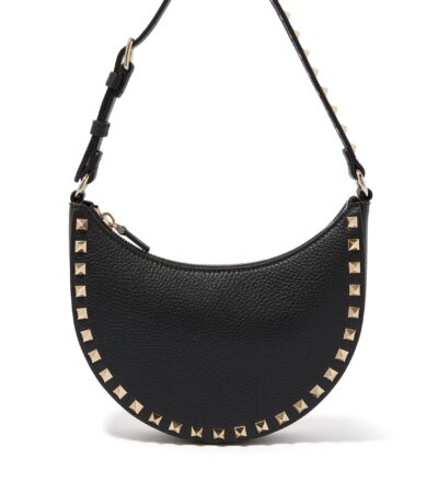 Black Valentino Rockstud Mini Bag in Calfskin Leather with Signature Studs