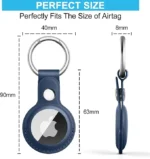 Deep Blue AirTag FineWoven Key Ring with stainless steel ring and microtwill fabric