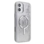 iPhone 16 clear case with moving liquid sand and shockproof bumpers