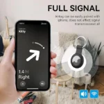 Black AirTag FineWoven Key Ring with stainless steel ring and microtwill fabric