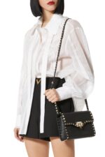 Black Valentino Rockstud Leather Crossbody Bag with Pyramid Studs