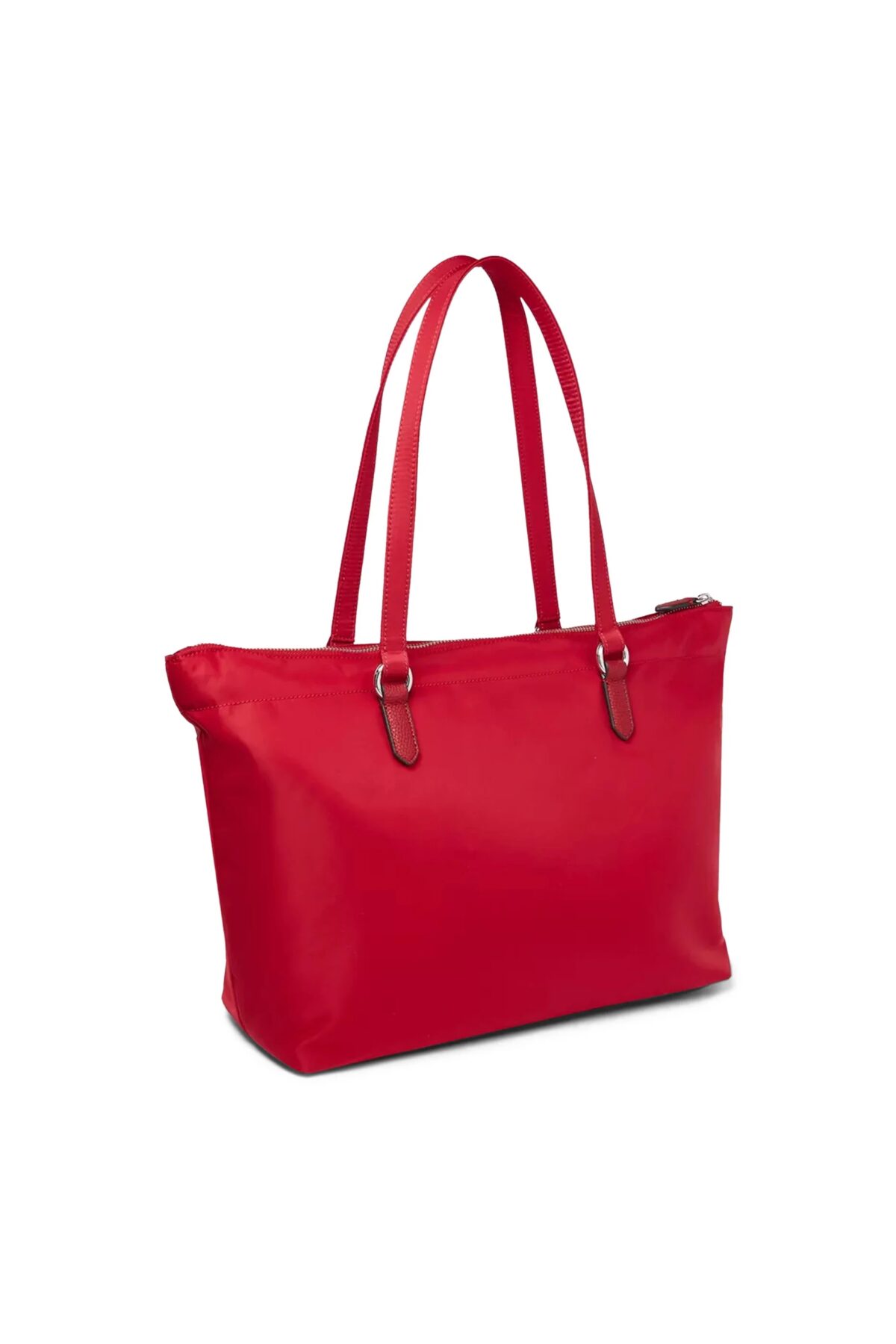Emporio Armani Recycled Nylon Shopper Bag Red with Eagle Plaque