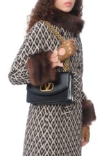 Black Valentino Garavani Vain Shoulder Bag with VLogo Chain Strap