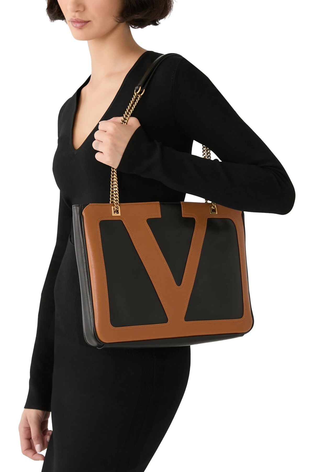 Brown Valentino Viva Superstar Medium Shopping Bag with VLogo Signature