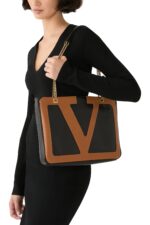 Brown Valentino Viva Superstar Medium Shopping Bag with VLogo Signature