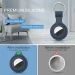 Deep Blue AirTag FineWoven Key Ring with stainless steel ring and microtwill fabric