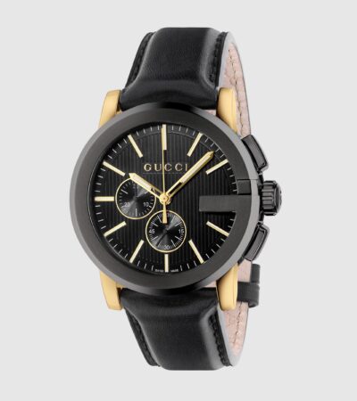Gucci G-Chrono YA101203 black guilloché dial watch with G-shaped bezel