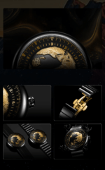 CIGA Design Blue Planet II Gilded Age watch with 24K gold earth dial and ceramic case