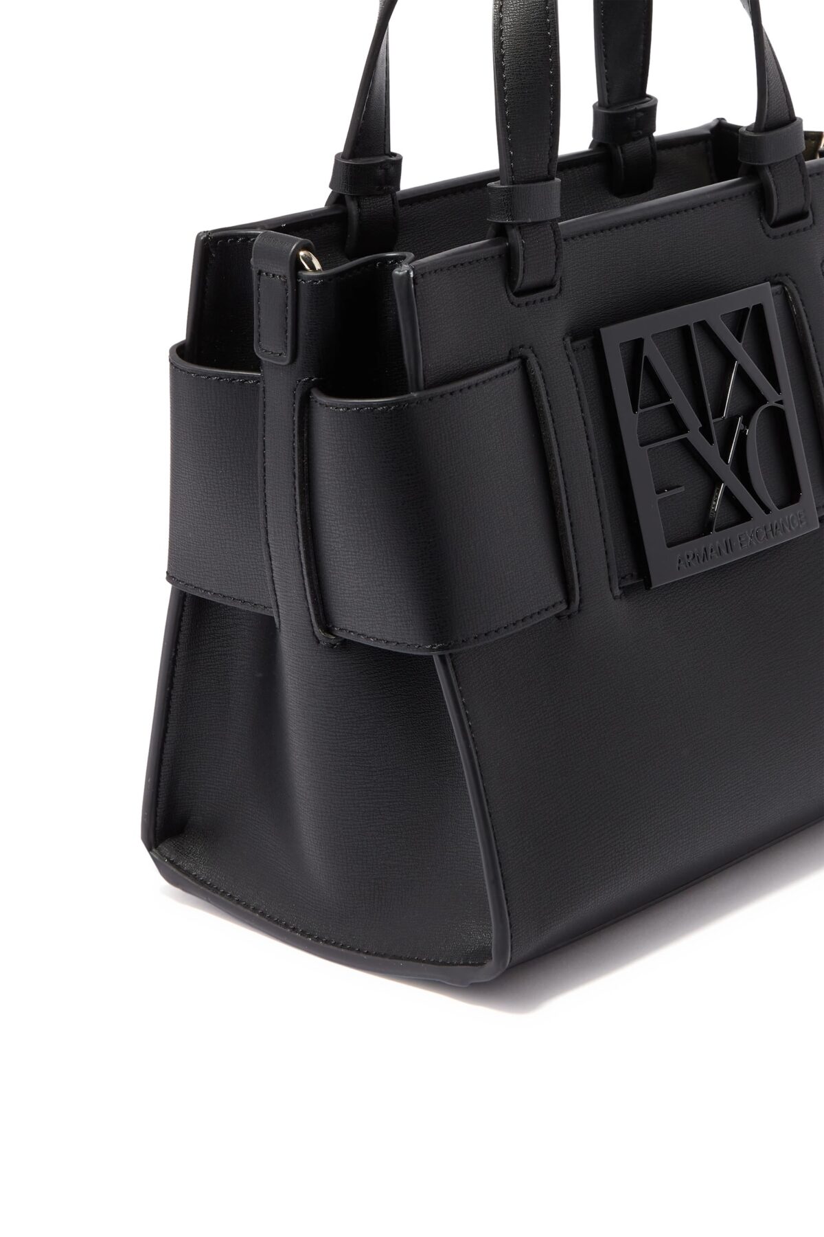 Armani Exchange AX Plaque Big Tote Bag in Nero Black