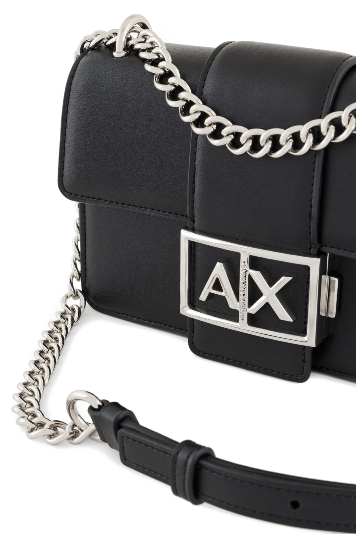 Armani Exchange Metal Logo Shoulder Bag Black with AX Logo