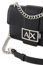 Armani Exchange Metal Logo Shoulder Bag Black with AX Logo