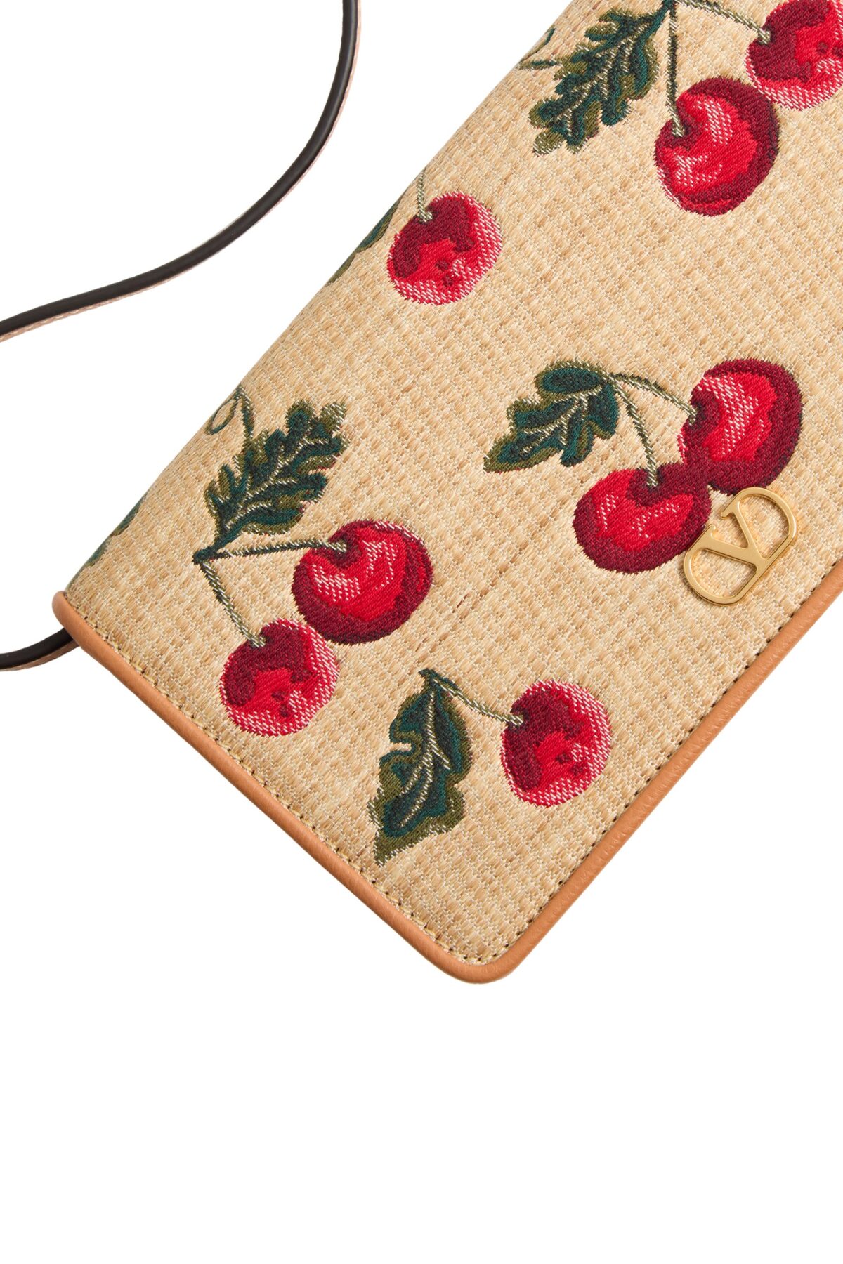 Valentino VLogo Mini Shoulder Bag Raffia Cherryfic Multi Colour