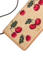 Valentino VLogo Mini Shoulder Bag Raffia Cherryfic Multi Colour