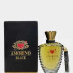 Amorino Black Essence Unisex EDP 100 mL bottle showcasing elegant black packaging