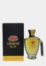 Amorino Black Essence Unisex EDP 100 mL bottle showcasing elegant black packaging