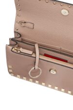 Valentino Rockstud Chain Pouch Pink Calfskin Leather Shoulder Bag